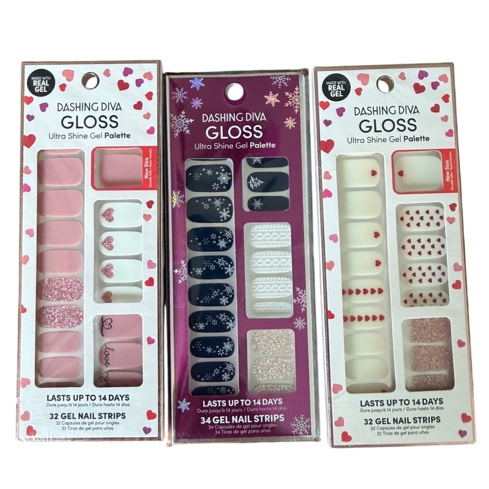 Dashing Diva Ultra Shine Gel Nail Strips Bundle Love Notes What a Flake 3pk